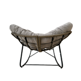 Poltrona a Dondolo Svinga in Rattan con Cuscini Grigi 112 x 104 x 69 cm