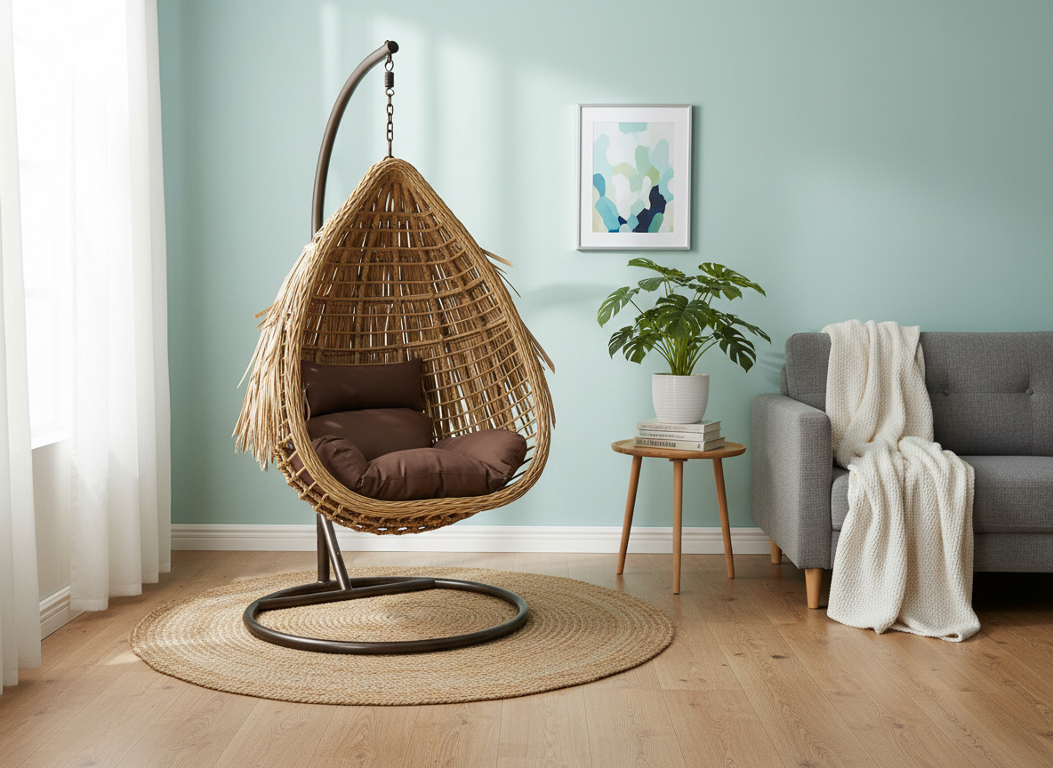 Poltrona Sospesa da Giardino Aztec con Cuscino Incluso Design Naturale