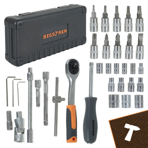 Set 46 pezzi chiavi a bussola con cricchetto 1/4 Pollici 72T – acciaio CrV, valigetta inclusa