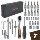 Set 46 pezzi chiavi a bussola con cricchetto 1/4 Pollici 72T – acciaio CrV, valigetta inclusa