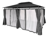 Gazebo da Giardino 3 x 4 m con Tende Laterali Grigio Scuro
