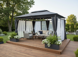 Gazebo da Giardino 3 x 4 m con Tende Laterali Grigio Scuro