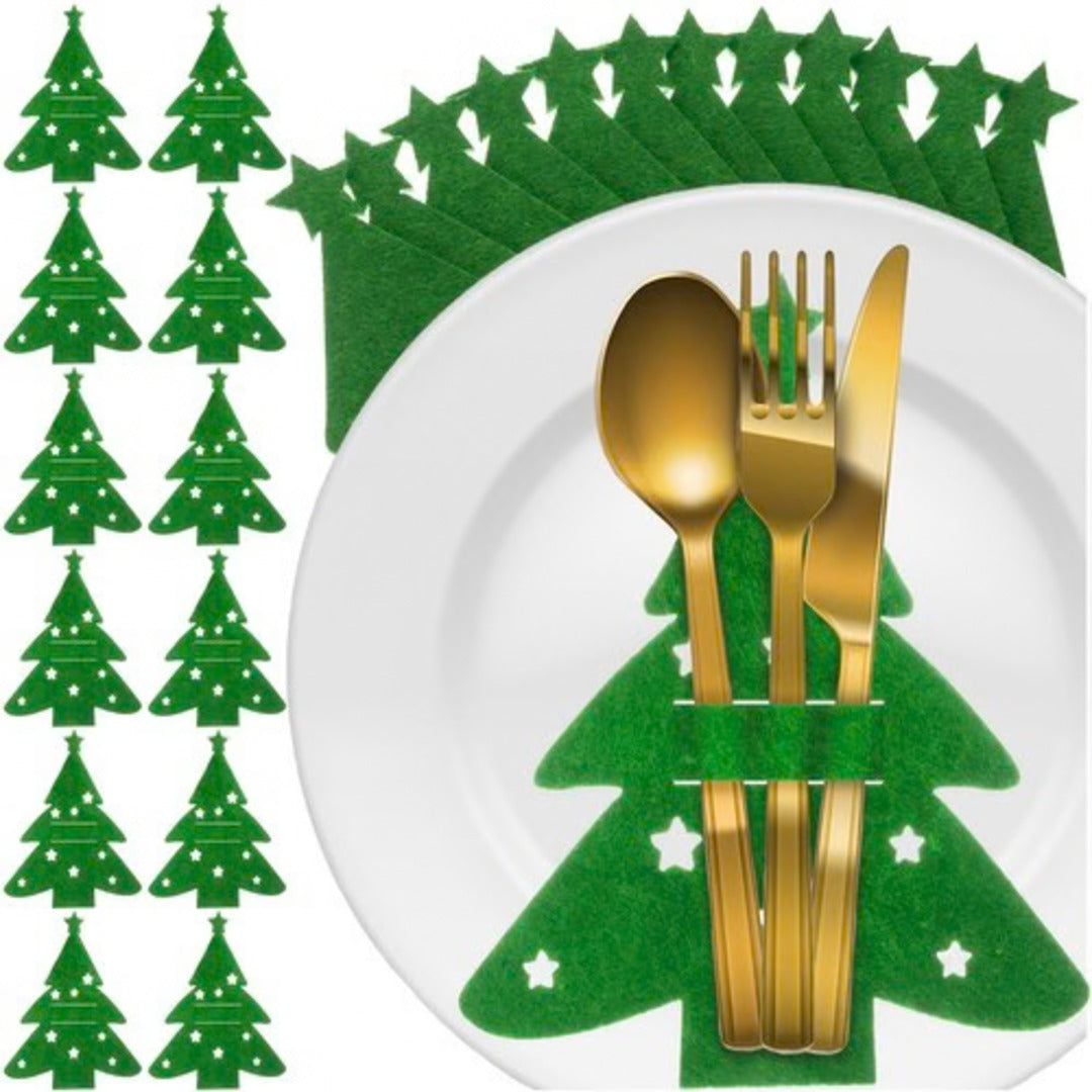 Portaposate Alberi di Natale Ruhhy feltro verde 12 pezzi