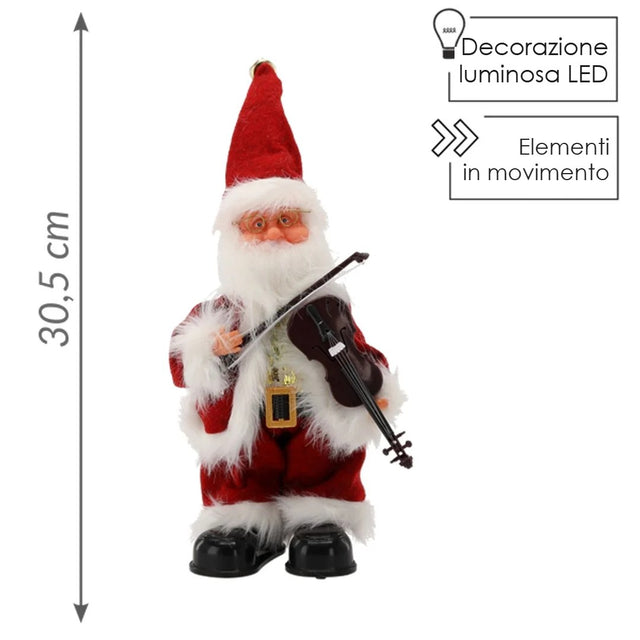 Babbo Natale musicale con violino 30,5 cm