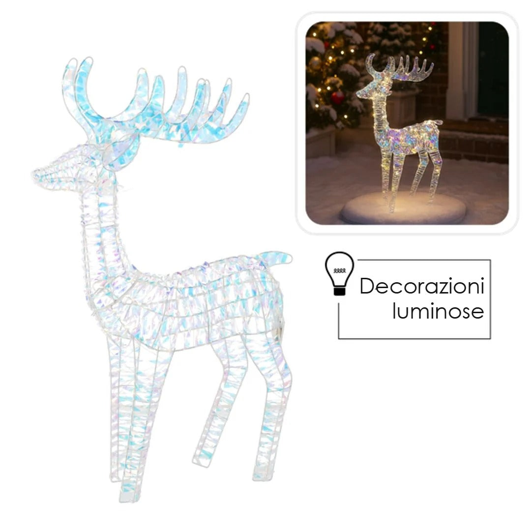 Renna luminosa LED 105 cm iridescente