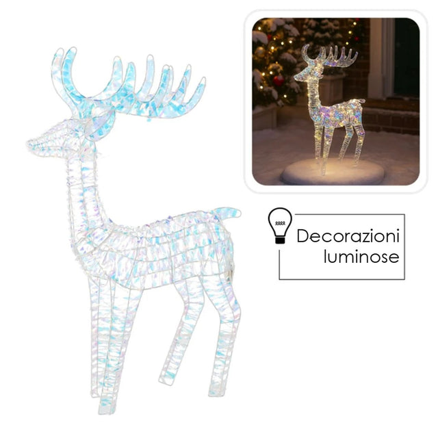 Renna luminosa LED 105 cm iridescente