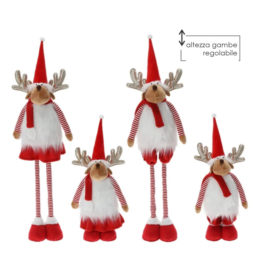Renna di Natale rossa gambe regolabili 60-100 cm