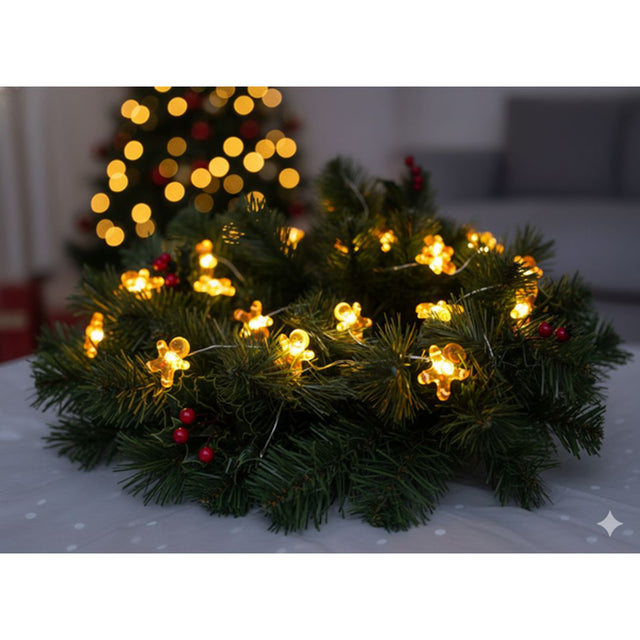 Catena luminosa LED omini di pan di zenzero a batteria