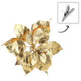Stella di Natale artificiale con clip oro 25 cm