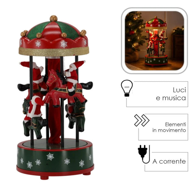 Giostra natalizia 60 cm LED musica e movimento