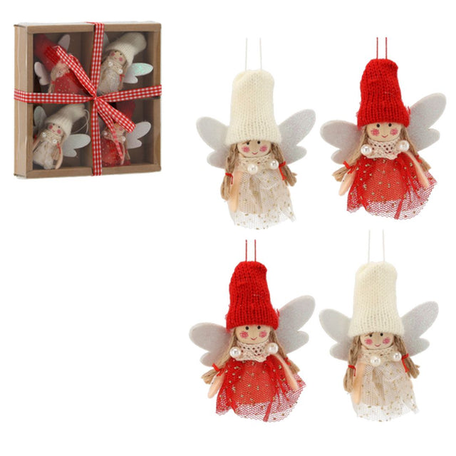 Set 4 addobbi angioletti con berretto
