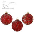 Pallina di Natale in vetro rosso scuro decorata 10 cm
