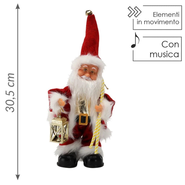Babbo Natale musicale con lanterna 30,5 cm