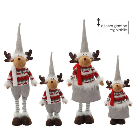 Renna di Natale grigia gambe regolabili 50-65 cm