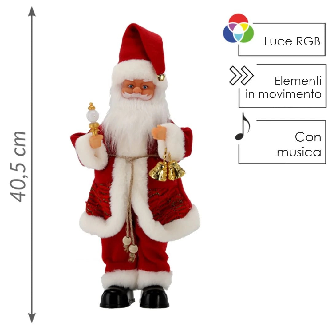 Babbo Natale musicale con candela 40,5 cm
