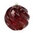 Pallina di Natale in vetro bordeaux a spirale 18 cm