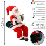 Babbo Natale musicale con fisarmonica LED 40,5 cm