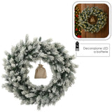 Corona natalizia di pino innevata 60 cm LED