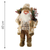 Babbo Natale in piedi con sci beige marrone 60 cm