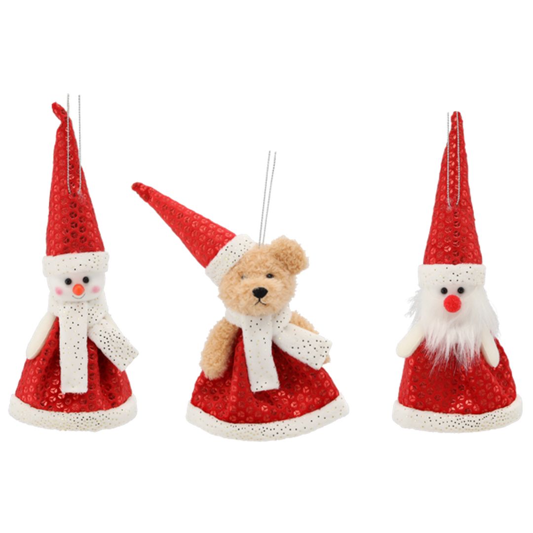 Pendente di Natale orsetto pupazzo di neve Babbo Natale
