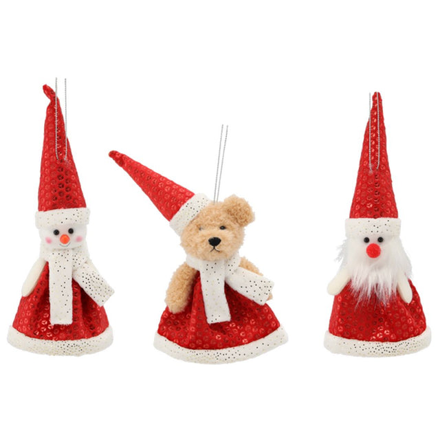 Pendente di Natale orsetto pupazzo di neve Babbo Natale