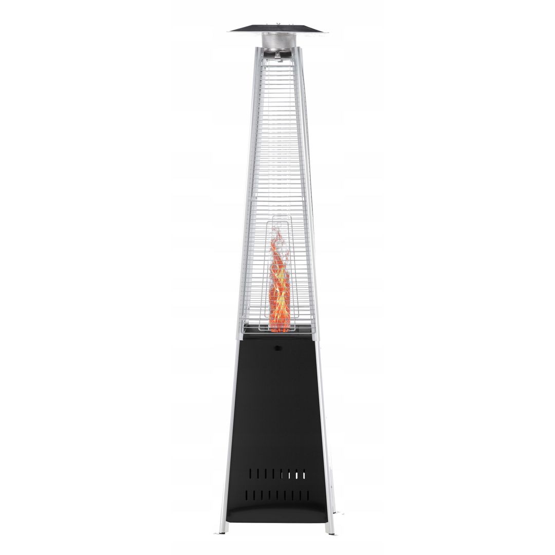 Stufa a gas a piramide 13 kW 227 cm con fiamma visibile accesa