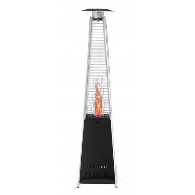 Stufa a gas a piramide 13 kW 227 cm con fiamma visibile accesa