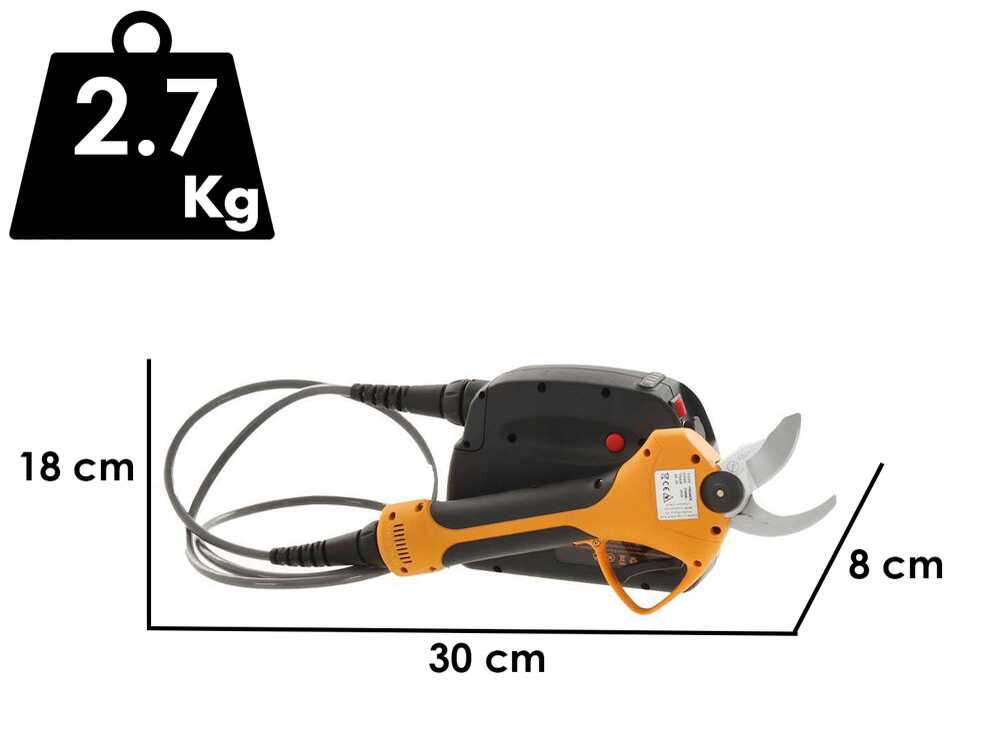Forbici da Potatura a Batteria Volpi PV400 44V Brushless Autonomia 10h 35mm