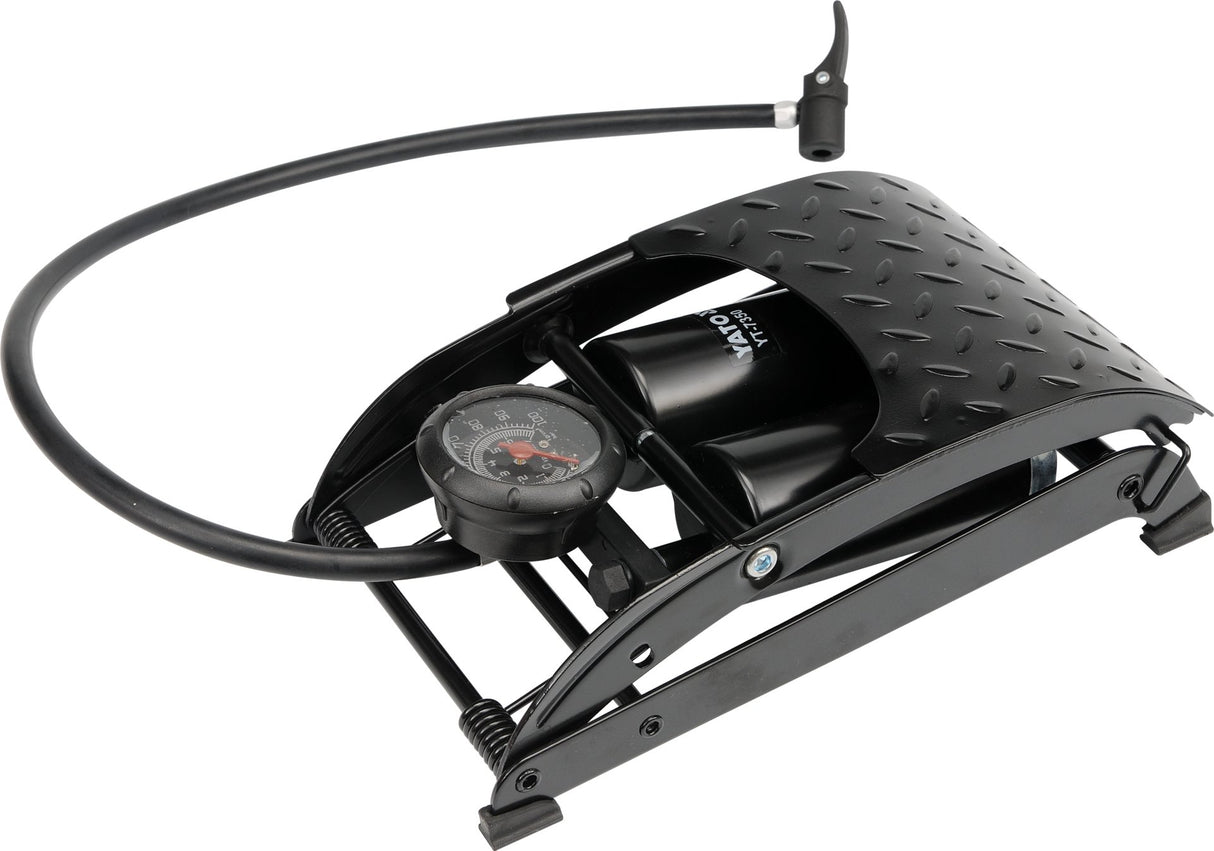 Pompa a Pedale Doppio Pistone con Manometro 7 Bar per Auto e Bicicletta