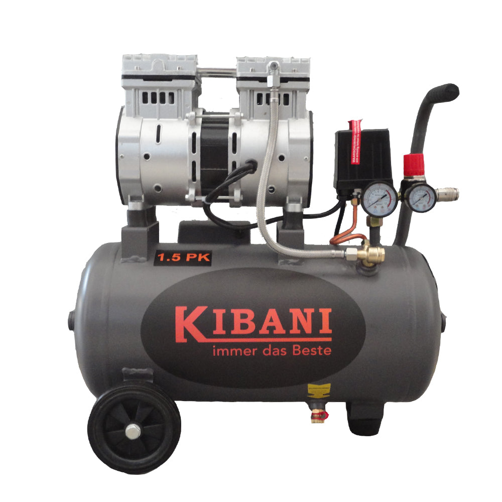 Silent Kibani Kompressor 24 Liter neues Modell "ohne Öl" 1,5 PS / 1,1 kW