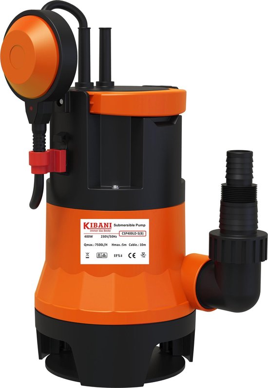 Elektrische Tauchpumpe Kibani 7500 Liter Stunde - 400 Watt - 0,5 BAR - Wasserpumpe 