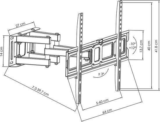 Staffa TV 32-65 pollici da parete dimensioni vesa da 50x50 a 600x400 mm