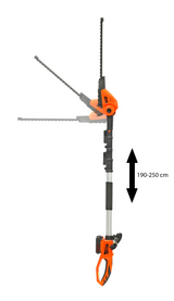 Kibani XXL Akku-Teleskop-Heckenschere – Inklusive 2000 mAh Li-Ionen-Akku – Messerlänge 45 cm – 18 V