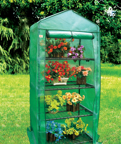 Serre de jardin pour plantes - Serre à 4 niveaux 69 cm x 49 cm x 158 cm Cadre en métal enduit de poudre et PVC de haute qualité