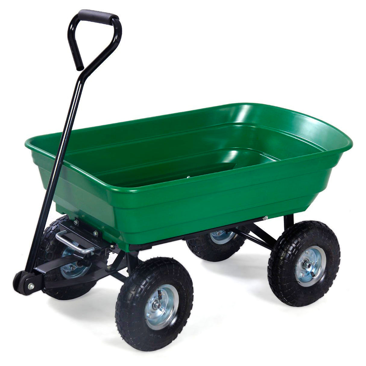 Carrello carriola da giardino ribaltabile - 75 LT - 250 KG - 4 ruote con pneumatici da 10 pollici