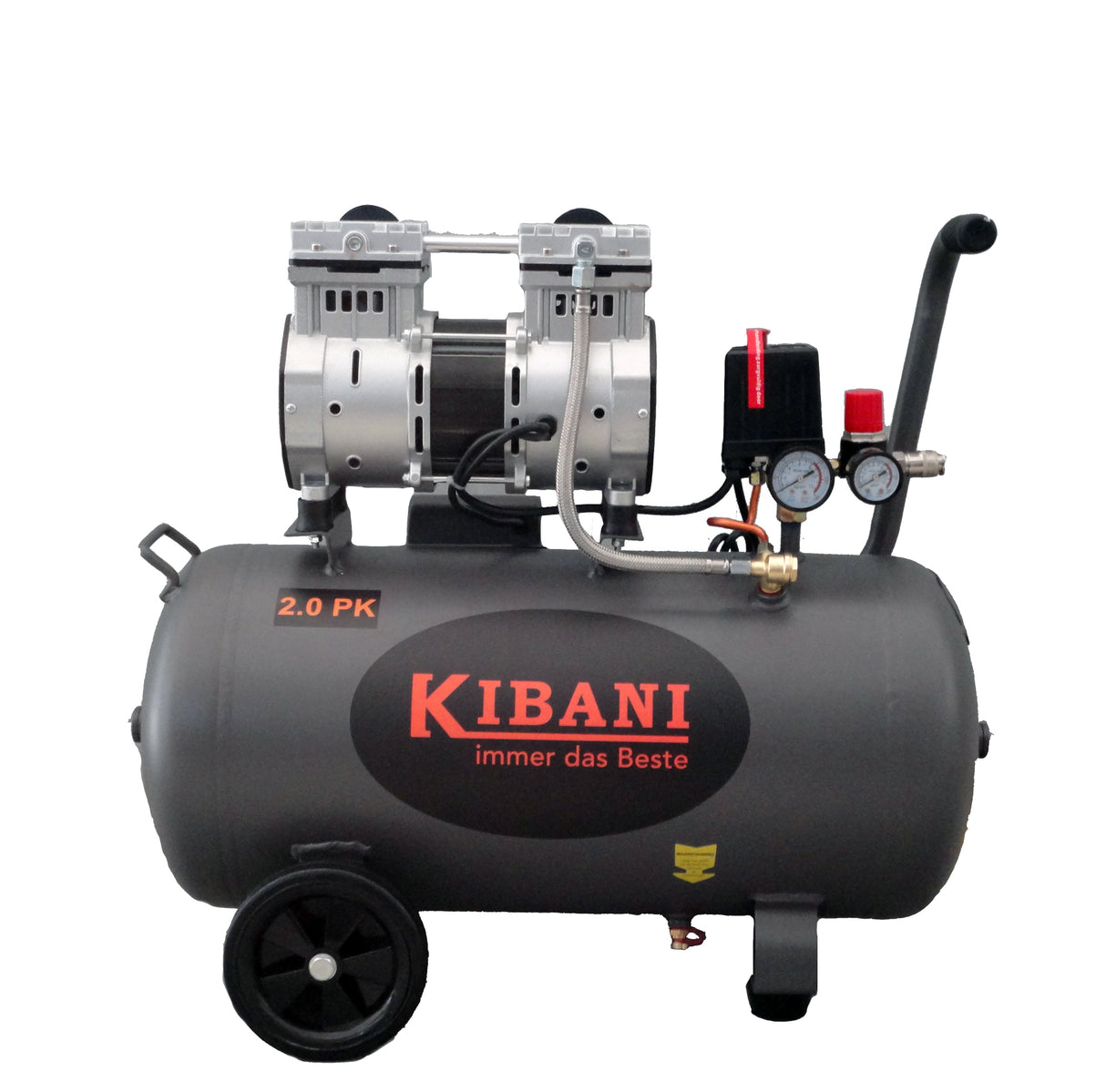 Leiser Kibani-Kompressor "ölfrei" 8 bar 50 Liter 1500 Watt 2 PS - Lufteinlass: 240 Liter / Minute