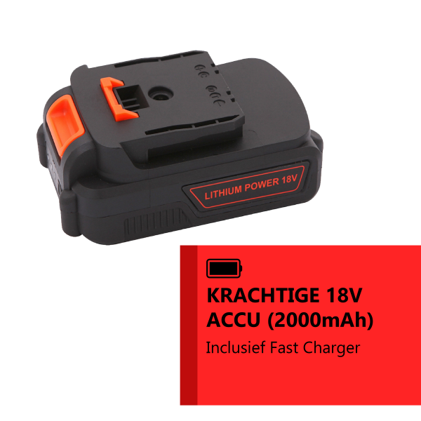 Tassellatore trapano a percussione a batteria Kibani 18V - Incl. batteria da 2000 mAh e caricabatteria - Velocità variabile