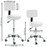 Tabouret de travail - Tabouret d'esthétique blanc à dossier pivotant