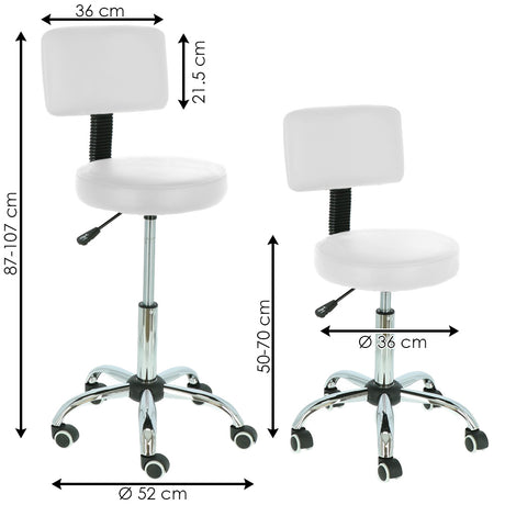 2 Hocker mit drehbarer Rückenlehne für den weißen Kosmetiksalon