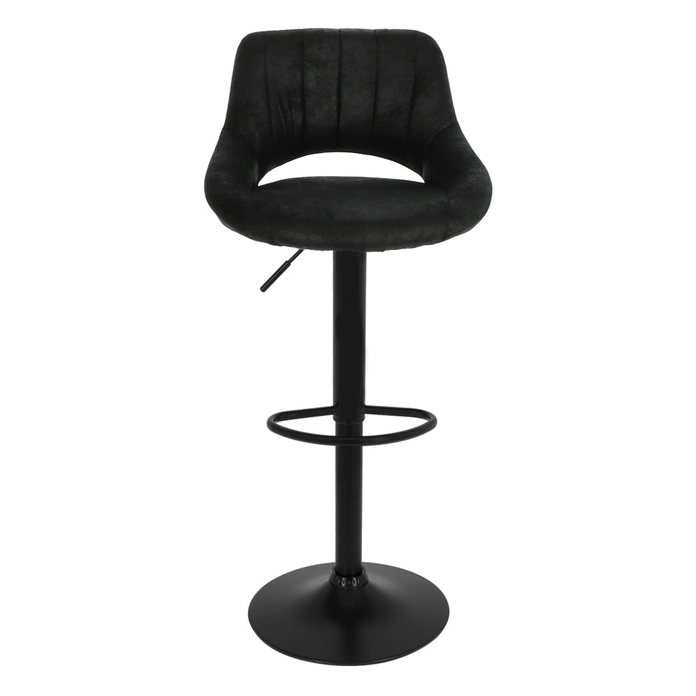 2019 Tabouret De Bar Noir 2 Pièces - Cuisine Fixe Pivotant Réglable - Repose Pieds Dossier - Industriel