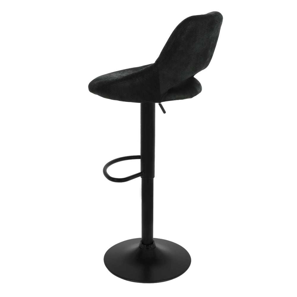 2019 Tabouret De Bar Noir 2 Pièces - Cuisine Fixe Pivotant Réglable - Repose Pieds Dossier - Industriel