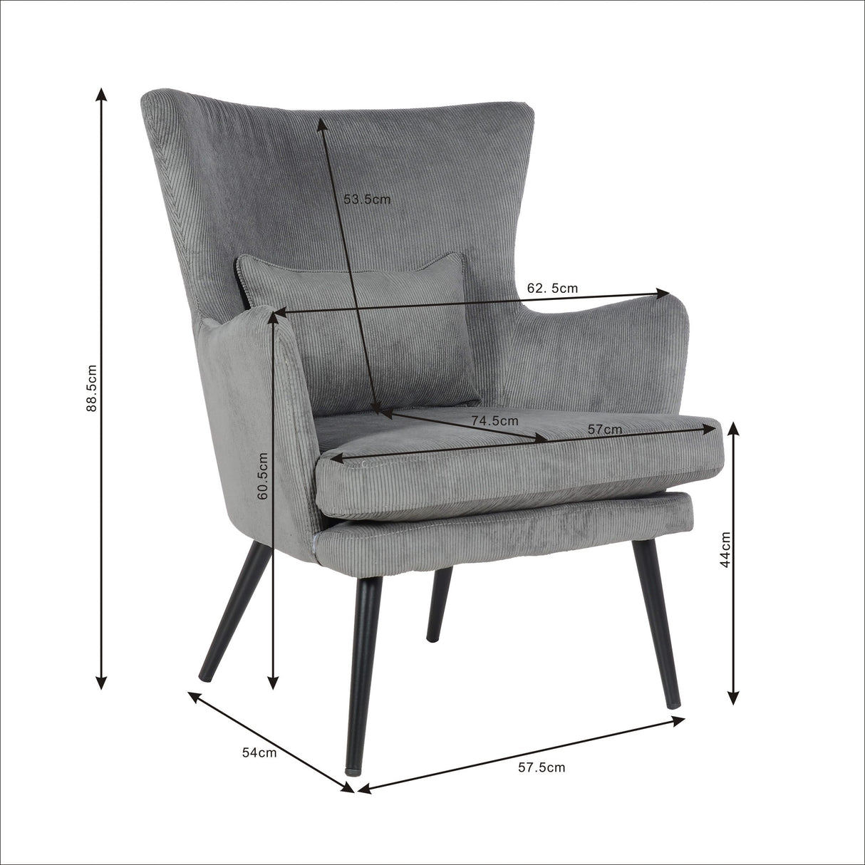 Chaise Alora Charlie – Gris Foncé – Tissu