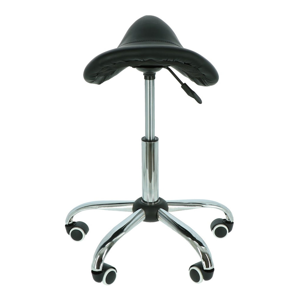 Tabouret d'esthéticienne pour coiffeur et institut de beauté - Hauteur réglable avec roulettes - Noir