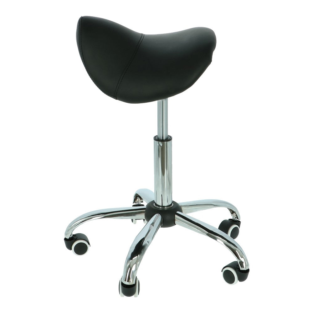 Tabouret d'esthéticienne pour coiffeur et institut de beauté - Hauteur réglable avec roulettes - Noir