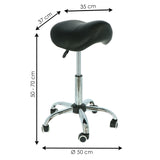 Tabouret d'esthéticienne pour coiffeur et institut de beauté - Hauteur réglable avec roulettes - Noir