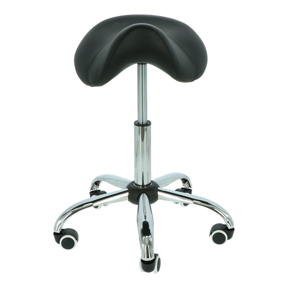 Tabouret d'esthéticienne pour coiffeur et institut de beauté - Hauteur réglable avec roulettes - Noir