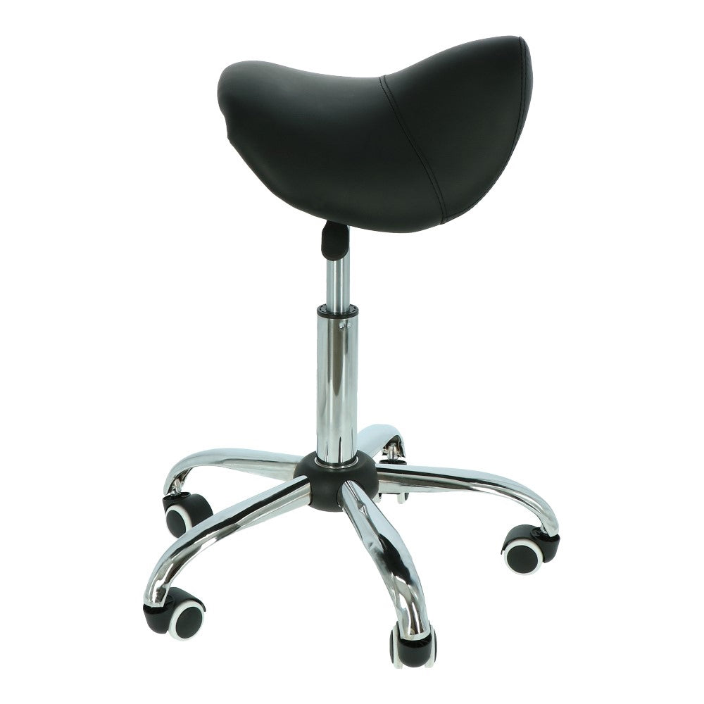 Tabouret d'esthéticienne pour coiffeur et institut de beauté - Hauteur réglable avec roulettes - Noir