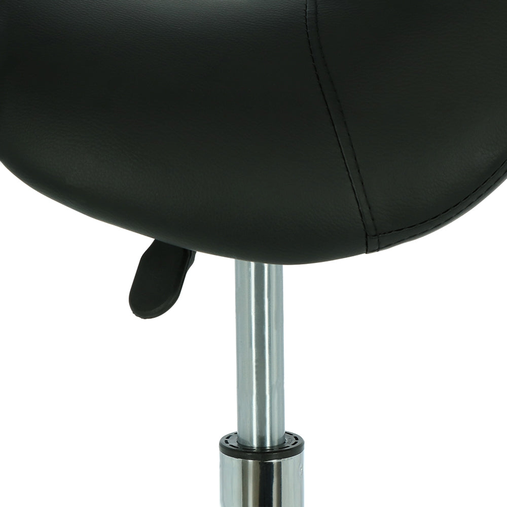 Tabouret d'esthéticienne pour coiffeur et institut de beauté - Hauteur réglable avec roulettes - Noir