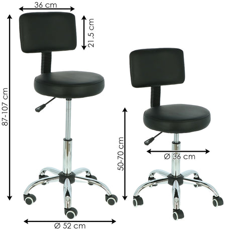 Tabouret de travail - Tabouret à dossier pivotant pour institut de beauté, esthéticienne