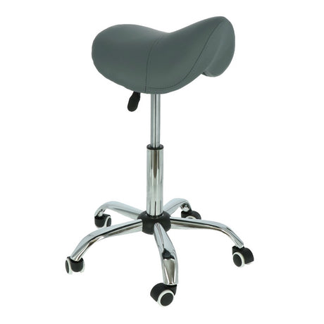 Tabouret de selle gris pour esthéticiennes et coiffeurs - Hauteur réglable